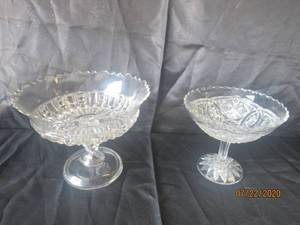 lot 254 image: DUO VINTAGE FRUITCANDY PEDESTAL BOWLS&nbsp SEE PICS FOR MEASUREMENTS&nbsp