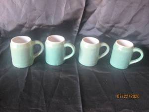 lot 271 image: TOTAL OF 4 VINTAGE GREEN POTTERY MUGS&nbsp