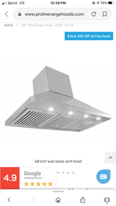 lot 208 image: &nbspNEW SUPERIORE RANGE HOOD VENT HD481B&nbsp