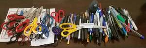 lot 16 image: LOT OF ASSORTED SCISSORSPENSPENCILS AND MORE