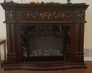 lot 17 image: LARGE SIZE ELECTRIC FIREPLACE MANTLE (62 W x 15 D x 48 H)