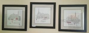 lot 62 image: LOT OF 3 WALL FRAMED PRINTS (18.5W X 18.5L) (BIDDING BY THE PIECE)