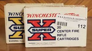 lot 112 image: WINCHESTER CENTER FIRE RIFLE CARTRIDGES (BIDDING BY THE BOX)