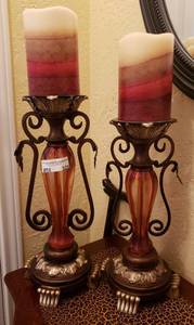 lot 325 image: LOT OF 2 CANDLE HOLDERS (16.5 AND 14.75 HIGH) (BIDDING BY THE PIECE)