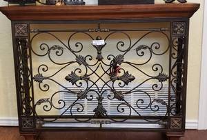 lot 331 image: ACCENT TABLE WITH METAL FRONT DESIGN (41 12 W X 32 H X 10 D)