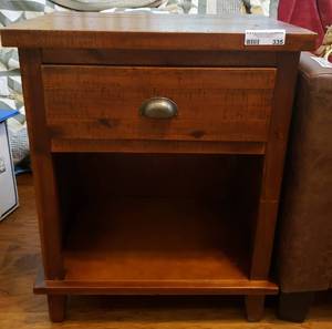 lot 335 image: DISTRESS WOOD ONE-DRAWER NIGHTSTAND (21 W x 26 H x 15 D) MATCHES LOT #339