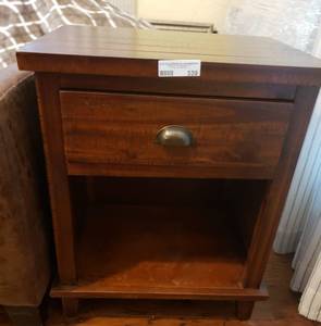 lot 339 image: DISTRESS WOOD ONE-DRAWER NIGHTSTAND (21 W x 26 H x 15 D) MATCHES LOT #335