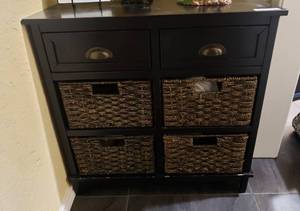 lot 345 image: ACCENT TABLE WITH BASKETS (28 W x 28 H x 12 D)