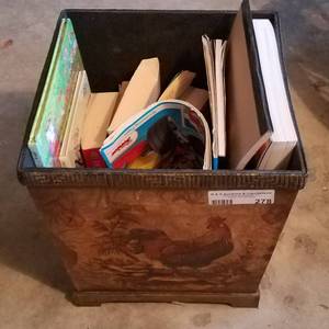 lot 278 image: LARGE DECOR BASKET WITH CONTENTS