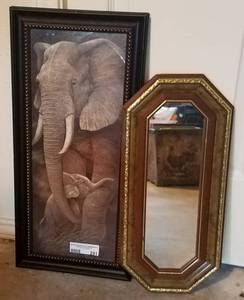 lot 291 image: SAFARI THEMED FRAME PLUS MIRROR