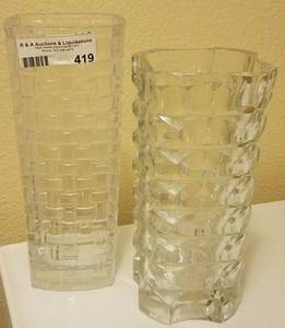 lot 419 image: LOT OF 2 HEAVY GLASS VASES (BIDDING BY THE PIECE)