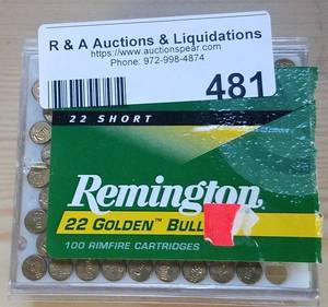 lot 481 image: REMINGTON 22 SHORT RIMFIRE CARTRIDGES
