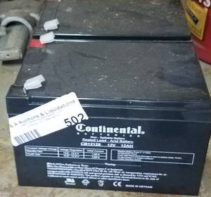 lot 502 image: LOT OF 2 CONTINENTAL 12 VOLT BATTERIES