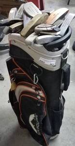 lot 563 image: GOLF CLUB BAG WITH 18 ASSORTED CLUBS (BIDDING BY THE  PIECE)