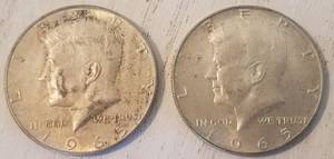 lot 586 image: 2 1965 HALF-DOLLAR COINS (BIDDING BY THE  PIECE)