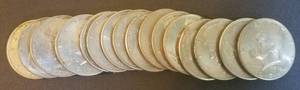 lot 590 image: 16 HALF-DOLLAR COINS (MOSTLY 1970S) (BIDDING BY THE  PIECE)