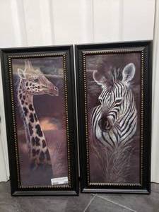 lot 358 image: LOT OF 2 SAFARI PRINT FRAMES (10.5 W x 22.5 H)
