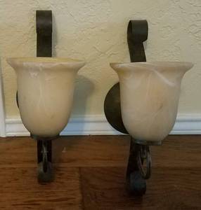 lot 12 image: SET OF 2 WALL SCONCES (15 H x 6 W) (BIDDING BY THE PIECE)