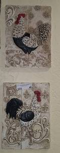 lot 46 image: LOT OF 2 ROOSTER THEMED WALL FRAMES