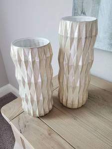 lot 6 image: Pair of Geometric Ceramic Vases