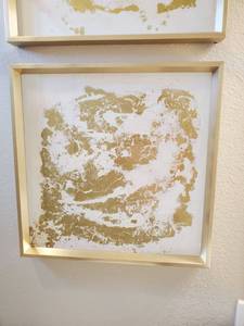 lot 18 image: Gold Metallic Abstract Framed with Glass