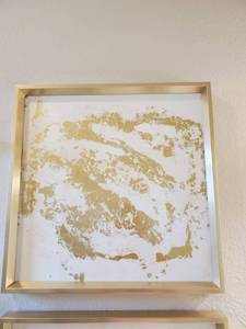 lot 19 image: Gold Metallic Abstract Framed with Glass