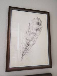 lot 21 image: Feather Print Framed with Glass