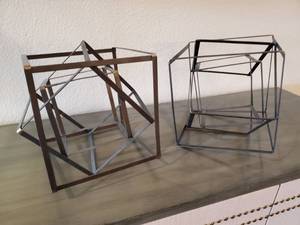 lot 29 image: Pair of Square Metal Decor Objects