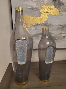 lot 37 image: Pair of Smoky Glass Vases