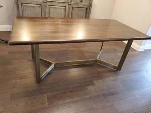 lot 43 image: Mango Wood Dining Table with Metal Base
