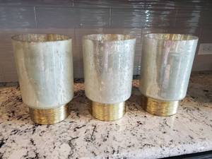lot 51 image: Three Mercury Glass Candle Holders