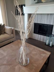 lot 60 image: Glass Vase with White Branches