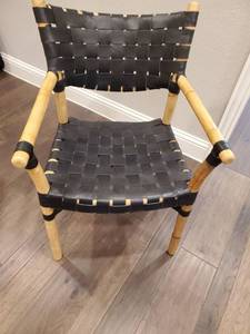 lot 91 image: Black Woven Leather & Cane Chair