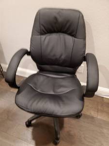 lot 97 image: Black Faux Leather Adjustable Office Chair