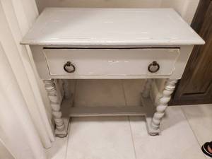 lot 121 image: Distressed Light Grey One-Drawer Side Table