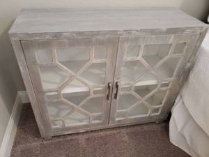 lot 127 image: Distressed Wood 2-Door Cabinet