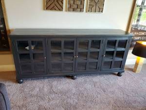 lot 148 image: Dark Grey Wood 4-Door TV Console
