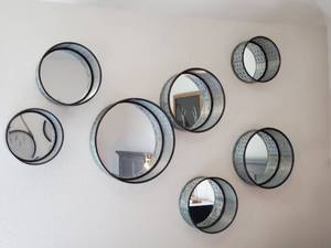 lot 177 image: Round Galvanized Metal Lawrence Wall Mirrors by IMAX