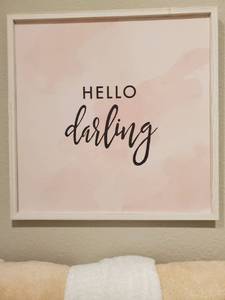 lot 123 image: Hello Darling Print on Wood Board