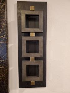 lot 160 image: Metal Square Sculpture on Wood Back