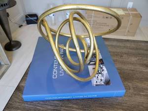 lot 20 image: Gold Tone Metal Sculpture with 1 Book