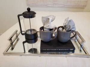 lot 46 image: Mirrored Tray with Coffee Items