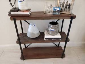 lot 69 image: Wood and Metal 3-Shelf Unit