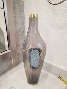 lot 99 image: Glass Vase with Metal Embellishment