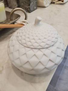 lot 105 image: Quilt Look Ceramic Lidded Jar by Sagebrook Home