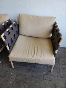 lot 117 image: Woven Patio Chair with Metal Frame with Cushions