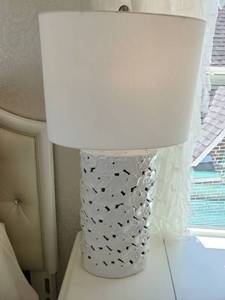 lot 135 image: Halifax White Ceramic Lamp with Floral Cutouts