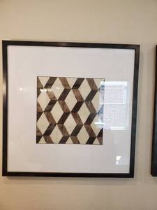 lot 150 image: Framed Geometric Print with Glass Driftwood