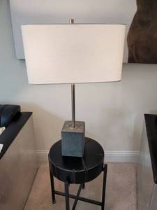 lot 165 image: Riverside Dr Brushed Nickel & Steel 2-Light Table Lamp