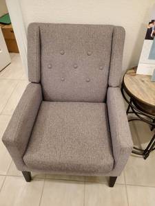 lot 201 image: Grey Button Tufted Arm Chair